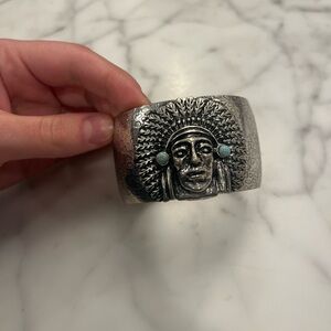 Textured Silver Cuff with Turquoise